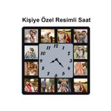 karalar ahşap Kişiye Özel Resimli Duvar Saati-Modern Tasarım 40x40