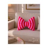 Karam Home Kırmızı Pembe Çizgili Fiyonk Dekoratif Kırlent 35x40 cm