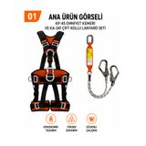KARAM SAFETY KP 45 Emniyet Kemeri ve KA 341 Çift Kollu Lanyard Seti