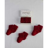 Karamila 3'lü Set Bebek Bambu Çorap -Baby Bamboo Socks - Yenidoğan Çorap - 1 - 1,5 Yaş - Kırmızı - Kırmızı