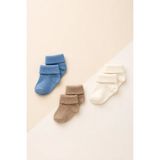 Karamila 3'lü Set Bebek Bambu Çorap -Baby Bamboo Socks - Yenidoğan Çorap - 6 - 12 Ay - Mavi - Vizon