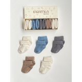 Karamila 5'li Erkek Set Bebek Bambu Çorap - Baby Bamboo Socks - Yenidoğan Çorap - 0 - 3 Ay - Beyaz - Vizon