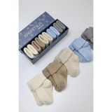 Karamila 5'li Set Bebek Bambu Çorap - Baby Bamboo Socks - Yenidoğan Çorap - Açık Taş - 6 - 12 Ay