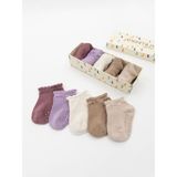 Karamila Doğal Bambu 5'li Set Bebek Patik Çorap ( +6 Ay Sonrası Kaydırmaz Silikon Tabanlı ) - 50P-Pembe - 12 - 18 Ay