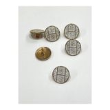 karan tuhafiye Antik Gold Zemin/Metal Düğme / 1,8 cm / 6 lı Set / (m09089)/ Beyaz