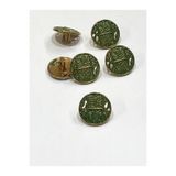 karan tuhafiye Antik Gold Zemin/Metal Düğme / 1,8 cm / 6 lı Set / (m09089)/ YEŞİL