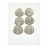 karan tuhafiye Antik Gold Zemin/Metal Düğme / 2,3 cm / 6 lı Set / (m09089)/ Beyaz