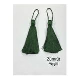 karan tuhafiye Floş Püskül / 2 li Set / 10 cm, Zümrüt yeşili