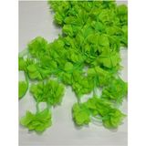 Karan Tuhafiye Gül Lazer Kesim Çiçek / 1 Metre(12-13 Adet)/ Organze Tül Kenar Süsü Tekstil Tasarım Kumaşı Yapay Süs Neon Yeşil