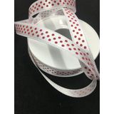 karan tuhafiye Puantiye Kurdele 1 Cm 10 Metre (Beyaz kırmızı puantiye)