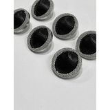 Karan Tuhafiye Trençkot Ceket Düğmesi Takımı / Siyah Gümüş Çerçeveli / 6 Lı Set /M005