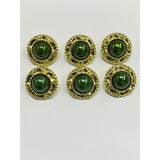 Karan Tuhafiye Vintage Serisi Düğme Seti / 1,7 cm 6 Lı Set (Gold - Yeşil)
