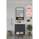 Karanfil 65 Cm %100 Mdf Antrasit Lavabolu Banyo Dolabı Ayna Alt Dolap Lavabo Antrasit