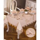 Karanfil Gardenya Keten Kapiçino 12 Kişilik 26 PARÇA160 × 220 cm Sofra Takımı Runner - Siyah