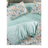 Karani Home Çift Taraflı Tek Kişilik Nevresim Takımı - Yeşil - Krem - 160 x 240 cm