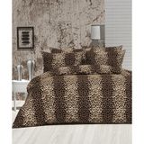 Karani Home Leopar Desenli Çift Kişilik Çift Taraflı Nevresim Takımı - Kahve - 220 x 240 cm