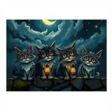 Karanlık Kedi Topluluğu Hediyelik Ahşap Tablo 35cm X50cm