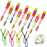 Karanlıkta LED Işıklı Uçan Sapan, 12 Fırlatıcı + 12 LED Helikopter, Çocuk Malzemeleri (24 Adet)