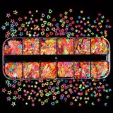 Karanlıkta Parlayan Neon Tırnak Süsleme Folyo Pulları Kalpler Yıldızlar Nail Art