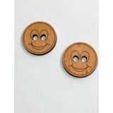 Karantuhafiye Ahşap Bebek ve Çocuk Düğmesi, Gülen Yüz, 2'li Set, 4 cm, Turuncu