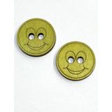 Karantuhafiye Ahşap Bebek ve Çocuk Düğmesi, Gülen Yüz, 2'li Set, 4 cm, Yeşil