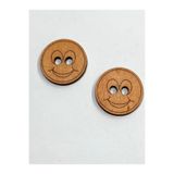 karantuhafiye Ahşap Bebek ve Çocuk Düğmesi / Gülen Yüz Büyük Süs Düğme / 2 li set / 4 cm / turuncu