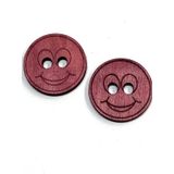 Karantuhafiye Ahşap Bebek ve Çocuk Düğmesi, Gülen Yüz Süs Düğme, 2'li Set, 4 cm, Bordo