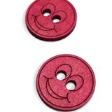 Karantuhafiye Ahşap Bebek ve Çocuk Düğmesi, Gülen Yüz Süs Düğme, 2'li Set, 4 cm, Kırmızı