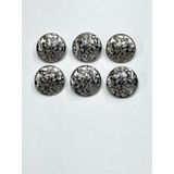 Karantuhafiye Ceket Trenç Kot Düğmesi, Dantel Desenli, Gümüş, 6'lı Set, 2,5 cm