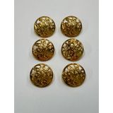 Karantuhafiye Ceket Trenç Kot Düğmesi, Dantel Desenli, Koyu Gold, 6'lı Set, 2,5 cm