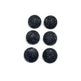 Karantuhafiye Deri Baskılı Simli Trençkot Ceket Düğmesi, Alt Delikli, 2,4 cm, 6'lı Set, Siyah