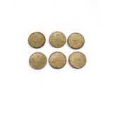 Karantuhafiye Hindistan Cevizi Kokonat Düğme, Metal Perçinli, 2 Delikli, Büyük Boy, 2,7 cm, 6'lı Set, Doğal Kahverengi