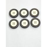 Karantuhafiye İtalyan Oksit Çerçeve Beyaz Merkez Kaban Ceket Düğmesi 3,4 cm 6'lı Set