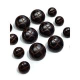 karantuhafiye Kahverengi Deri Görünümlü İtalyan Trençkot Ceket Düğme Seti, 14 Parça (6x25mm + 8x17mm)