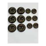 karantuhafiye Metalize Eskitme Vintage İtalyan Düğme, 3 Boyutlu Dalga Desenli, Kaban Mont Hırka Düğmesi, Oksi, Set of 10 (6 Büyük + 4 Küçük)