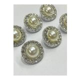 karantuhafiye Taşlı Düğme/ Klasik İncili Model / Gümüş / 6 lı set / 1,7 cm