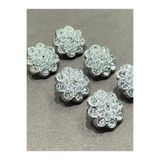 karantuhafiye Taşlı Düğme, Metalize Gümüş, 6'lı Set, 2 cm
