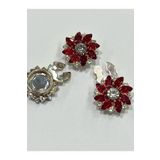 karantuhafiye Taşlı Düğme /Taşlı Klipsli Düğme/ 3 lü set/ 2,5 cm Kırmızı