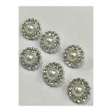 karantuhafiye Taşlı İnci Düğme, Klasik Model, Gümüş, 6'lı Set, 1,5 cm
