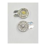 karantuhafiye Taşlı Klipsli Düğme, 2,5 cm, Gümüş, Kristal Taş