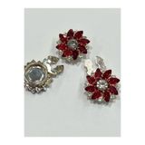 karantuhafiye Taşlı Klipsli Düğme, 3'lü Set, 2,5 cm, Kırmızı