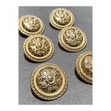 karantuhafiye Trençkot Ve Kaban Düğmesi Çelenk Arma Modeli Gold 3 Cm / 6 Lı Set