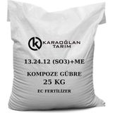 Karaoğlan Tarım 13.24.12 (So3) + Me Npk Süper Kompoze Gübre Kükürt İz Element Katkılı Ağaç Sebze Meyve Gübresi - 25 Kg