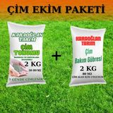 Karaoğlan Tarım Çim Ekim Paketi Karışımlı Çim Tohumu ve Çim Bakım Ekim Gübresi 80 M2 2 kg - 1 Adet