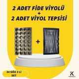 Karaoğlu Vakum Ambalaj 2 Adet Fide Viyolü + 2 Adet Viyol Tepsisi Set Fidelik Fide Yetiştirme Seti Seçimli - 24 Göz Set