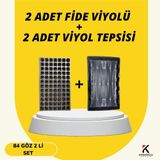 Karaoğlu Vakum Ambalaj 2 Adet Fide Viyolü + 2 Adet Viyol Tepsisi Set Fidelik Fide Yetiştirme viyolleri Seti Seçimli - 84 Göz Set