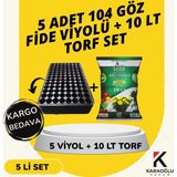Karaoğlu Vakum Ambalaj 5 Adet Fide Viyolü+ 5 Litre Ithal Torf Seti (Seçim Yapınız) - 5 ADET 104 GÖZ FİDELİK + 10 LT İTHAL TORF