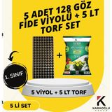 Karaoğlu Vakum Ambalaj 5 Adet Fide Viyolü+ 5 Litre Ithal Torf Seti (Seçim Yapınız) - 5 ADET 128 GÖZ FİDELİK + 5 LT İTHAL TORF