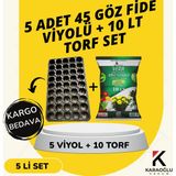 Karaoğlu Vakum Ambalaj 5 Adet Fide Viyolü+ 5 Litre Ithal Torf Seti (Seçim Yapınız) - 5 ADET 45 GÖZ FİDELİK + 10 LT İTHAL TORF