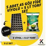 Karaoğlu Vakum Ambalaj 5 Adet Fide Viyolü+ 5 Litre Ithal Torf Seti (Seçim Yapınız) - 5 ADET 45 GÖZ FİDELİK + 5 LT İTHAL TORF